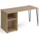 Tikal Straight Desk with Hairpin Leg and Support Pedestal
